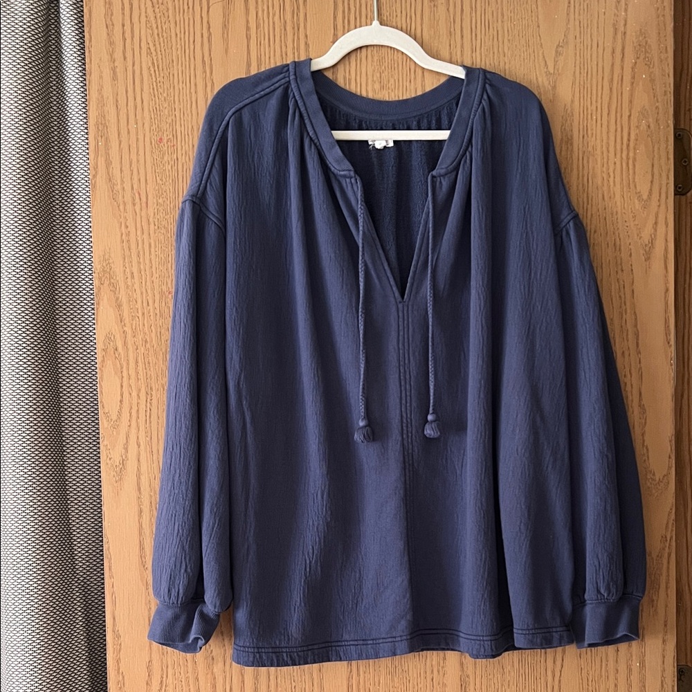 Aerie Deep Blue Blouse with Drawstring